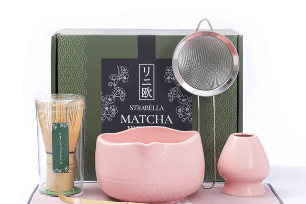Matcha Whisk Set gift with bamboo chasen and ceramic chawan
