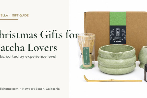Christmas gifts for matcha lovers 2026 — Strabella hojicha set with bowl and whisk