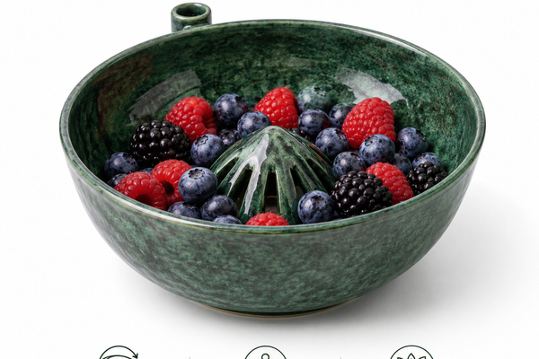 Strabella hand-thrown ceramic swirling berry washing bowl