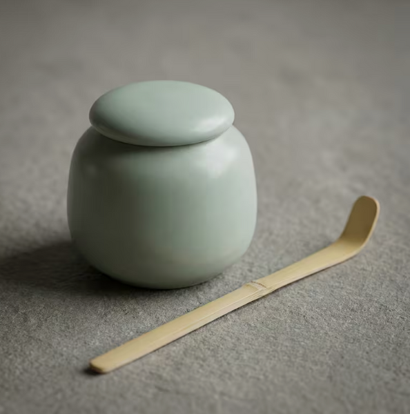 Strabella 2pcs Chinese Classical Ru Ware Tea Set - Matcha Powder Container, Song Dynasty Style Airtight Storage for Matcha, Tea Leaves, Coffee, and Sugar, Perfect Christmas Gift - Strabella Home