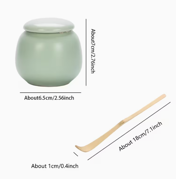 Strabella 2pcs Chinese Classical Ru Ware Tea Set - Matcha Powder Container, Song Dynasty Style Airtight Storage for Matcha, Tea Leaves, Coffee, and Sugar, Perfect Christmas Gift - Strabella Home