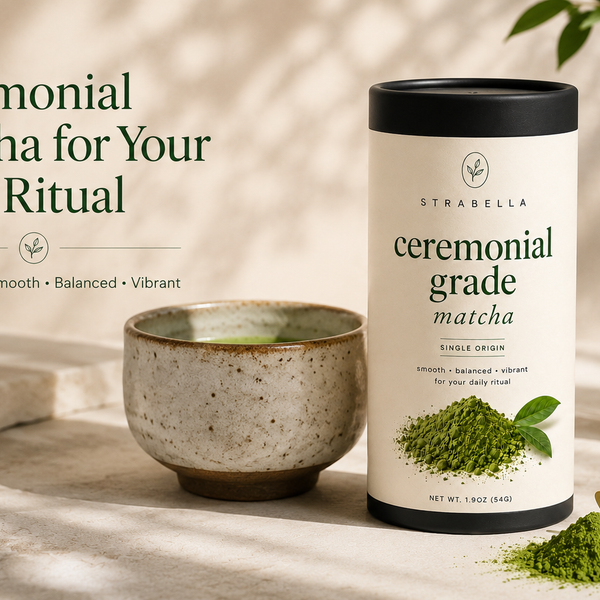 Strabella Ceremonial Matcha Powder for your daily ritual — single origin, smooth, balanced, vibrant