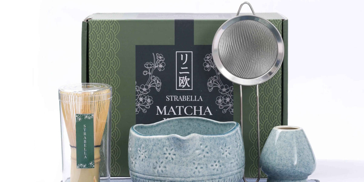 Strabella matcha whisk set with ceramic bowl