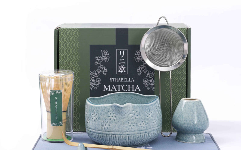 Strabella matcha whisk set with ceramic bowl