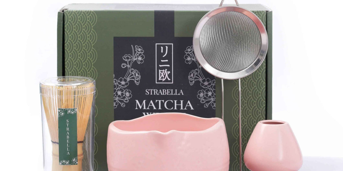 Matcha Whisk Set gift with bamboo chasen and ceramic chawan