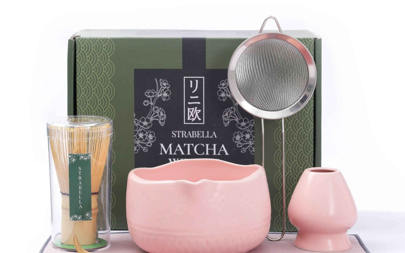 Matcha Whisk Set gift with bamboo chasen and ceramic chawan
