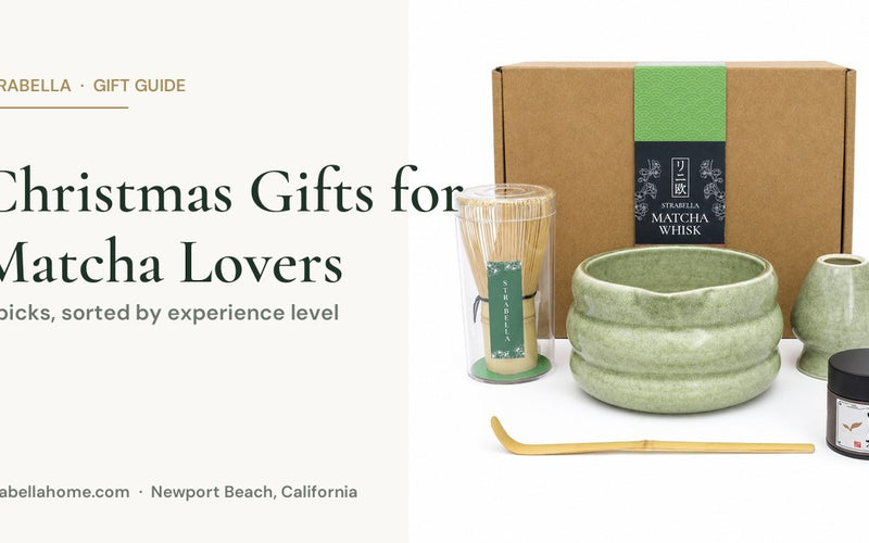 Christmas gifts for matcha lovers 2026 — Strabella hojicha set with bowl and whisk