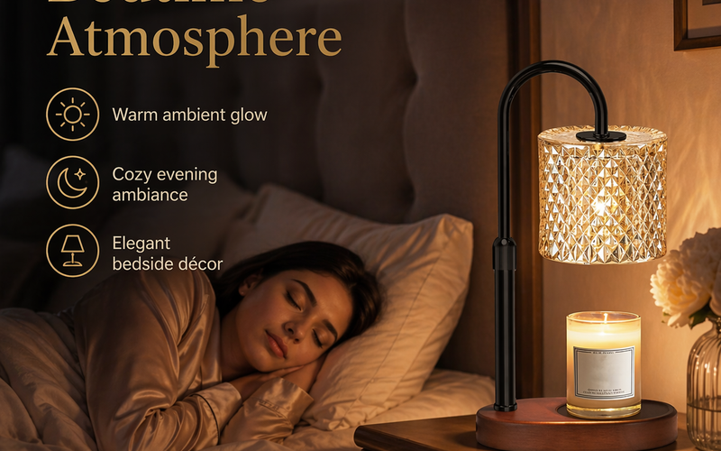Crystal candle warmer lamp for relaxing bedtime