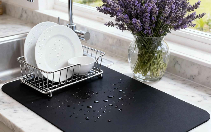Strabella black dish drying mat
