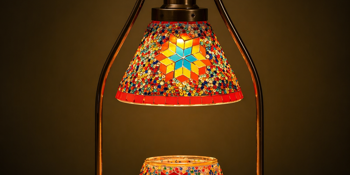 Strabella handmade orange mosaic candle warmer lamp