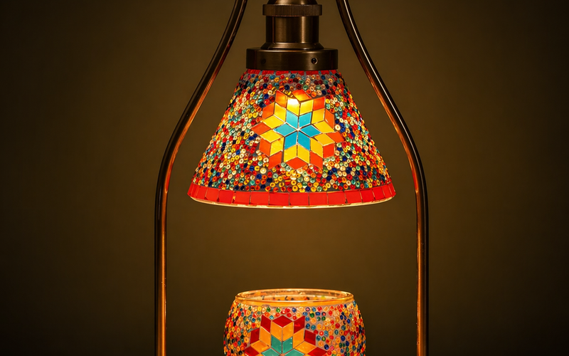 Strabella handmade orange mosaic candle warmer lamp