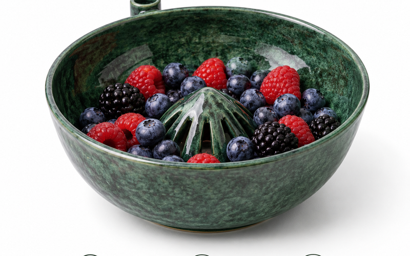 Strabella hand-thrown ceramic swirling berry washing bowl