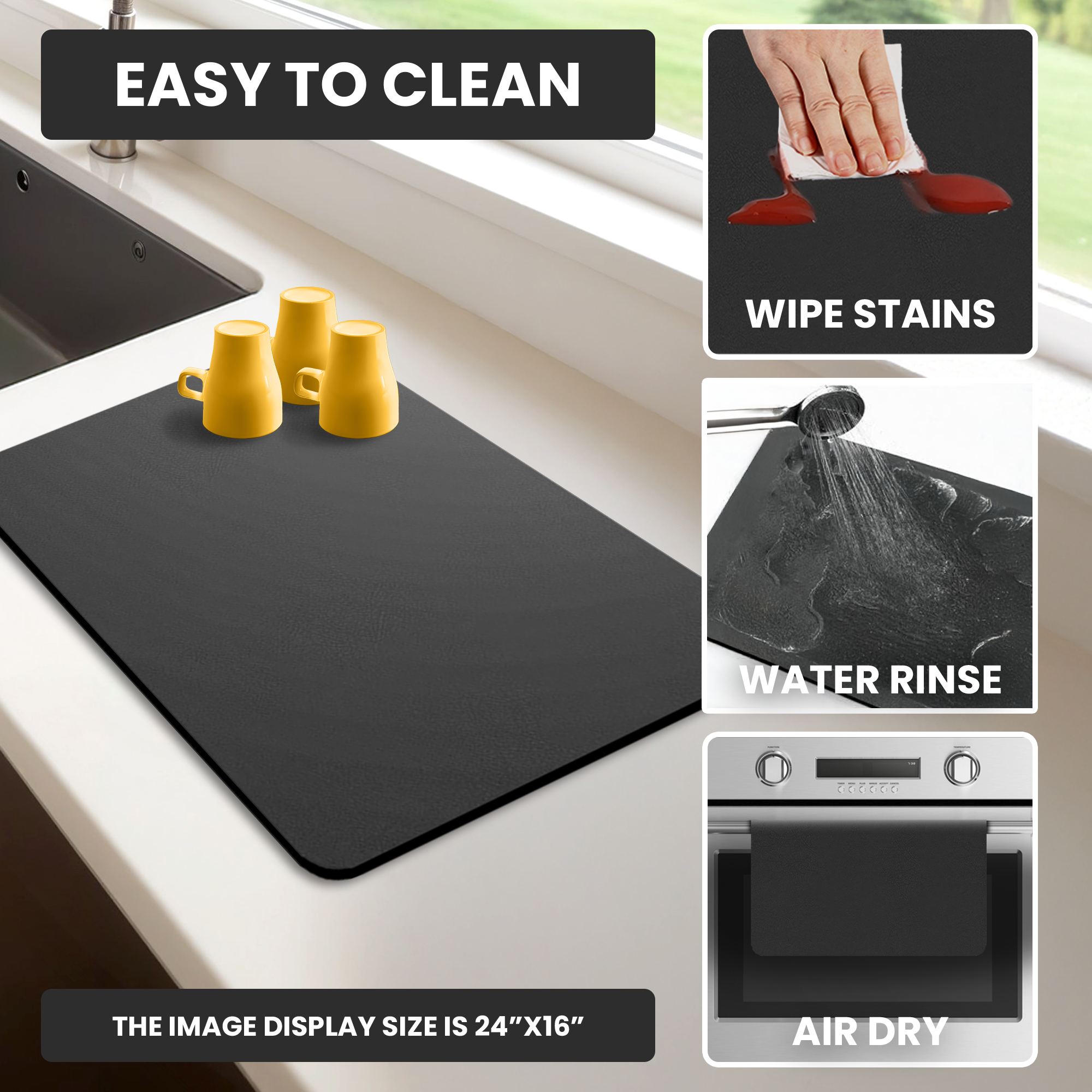 Dish Drying Mat – Absorbent, Non-Slip Kitchen Mat | Strabella - Strabella-Home