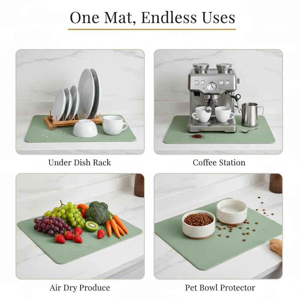 Strabella Dish Drying Mat - Super Absorbent, Quick Dry, Non-Slip in Dark Gray - Strabella Home