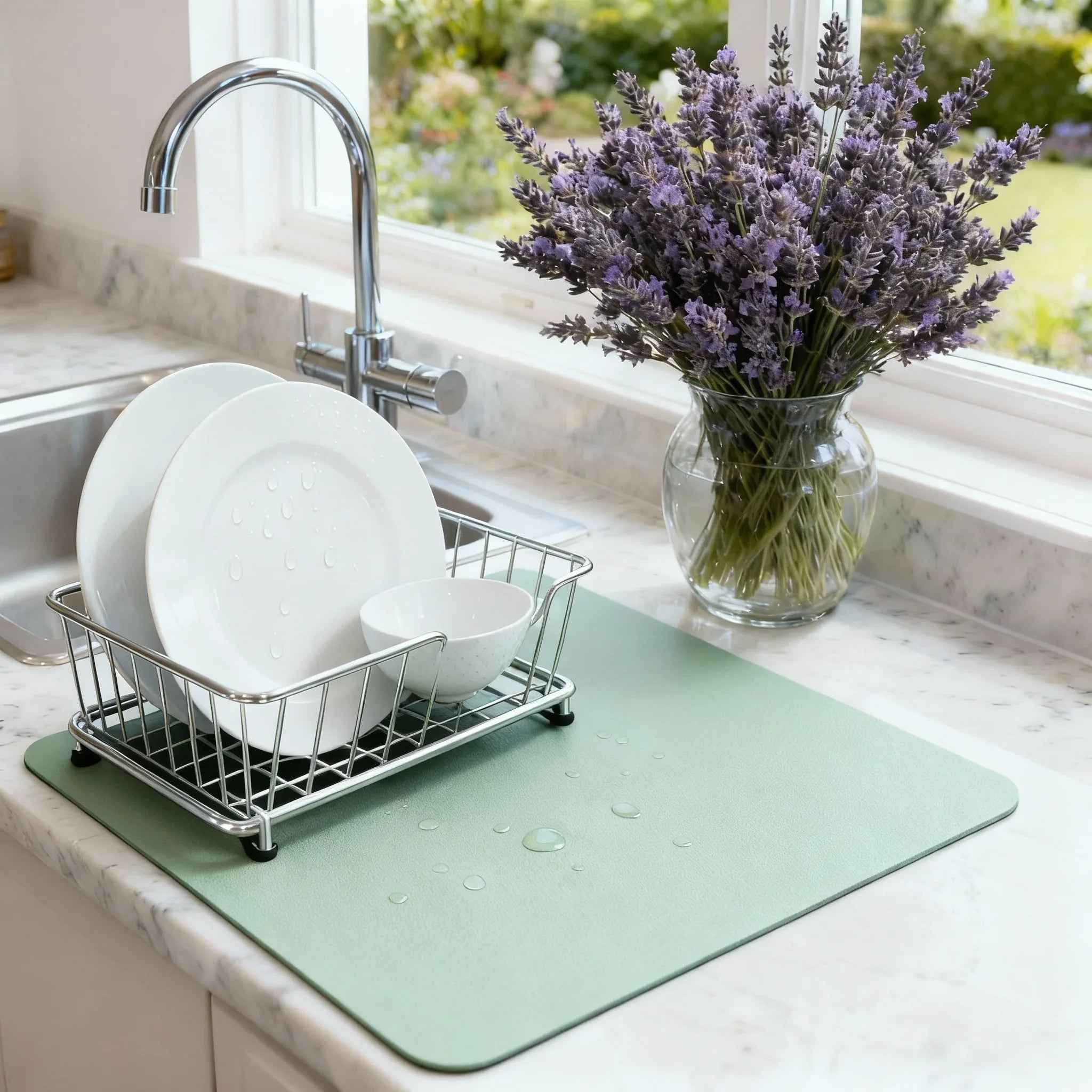 Strabella Dish Drying Mat - Super Absorbent, Quick Dry, Non-Slip in Dark Gray - Strabella Home