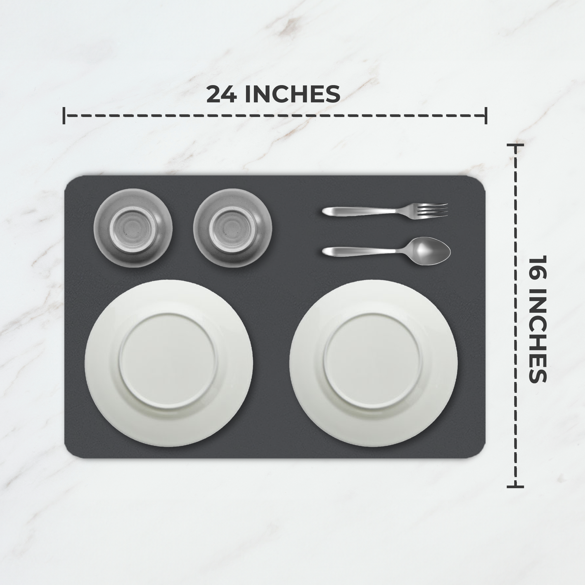 Dark Gray Dish Drying Mat – Absorbent Quick Dry Kitchen Counter Mat – Non-Slip & Easy to Clean | Strabella - Strabella-Home