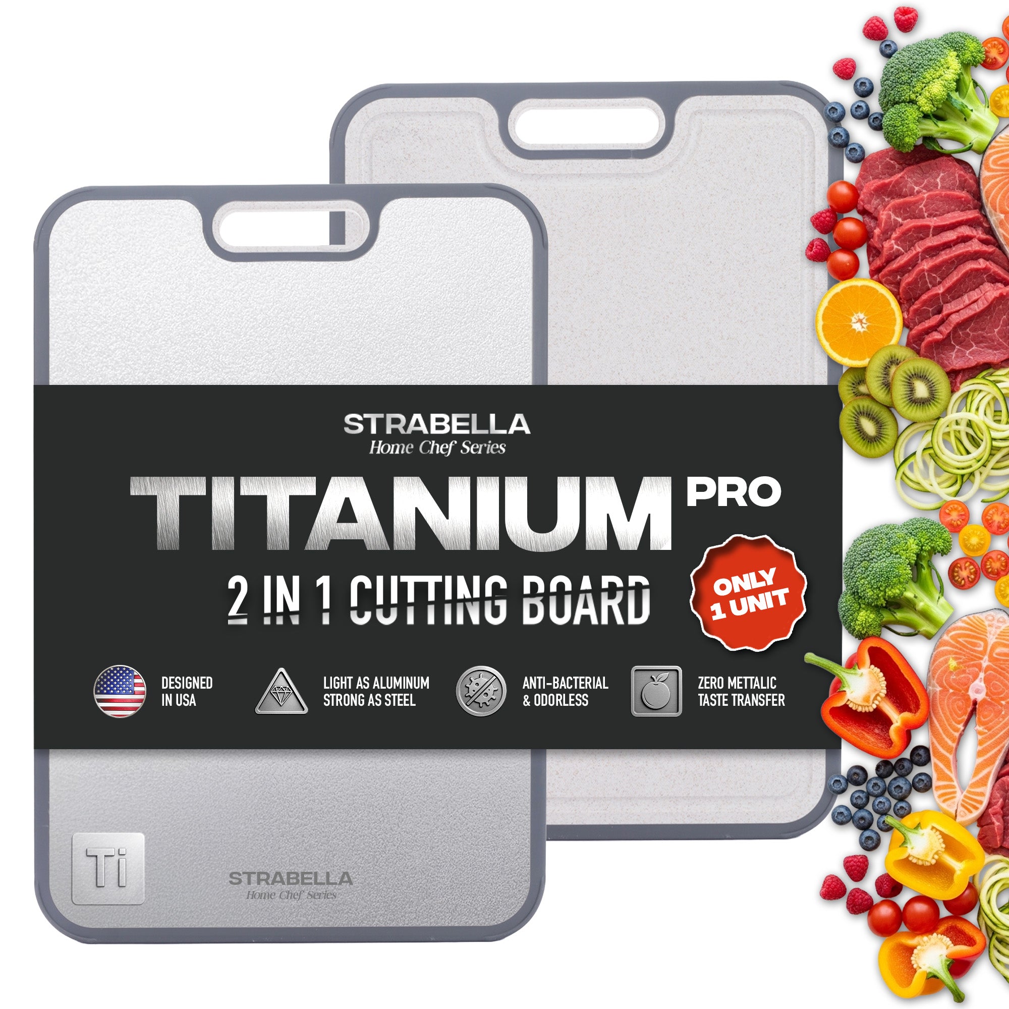 %100 Titanium Cutting Board – Antibacterial, Scratch Resistant | Strabella - Strabella-Home