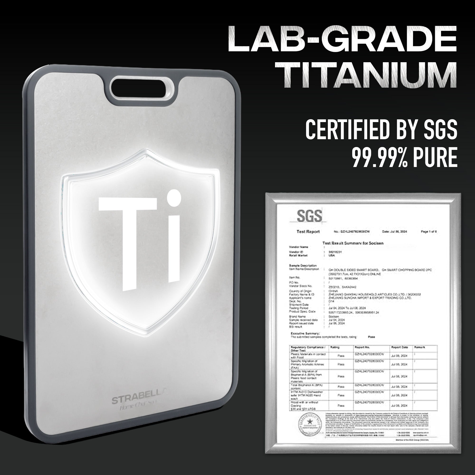%100 Titanium Cutting Board – Antibacterial, Scratch Resistant | Strabella - Strabella-Home