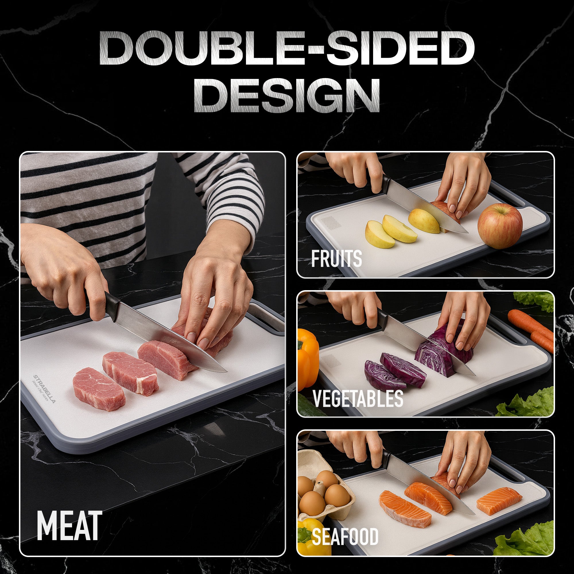 %100 Titanium Cutting Board – Antibacterial, Scratch Resistant | Strabella - Strabella-Home