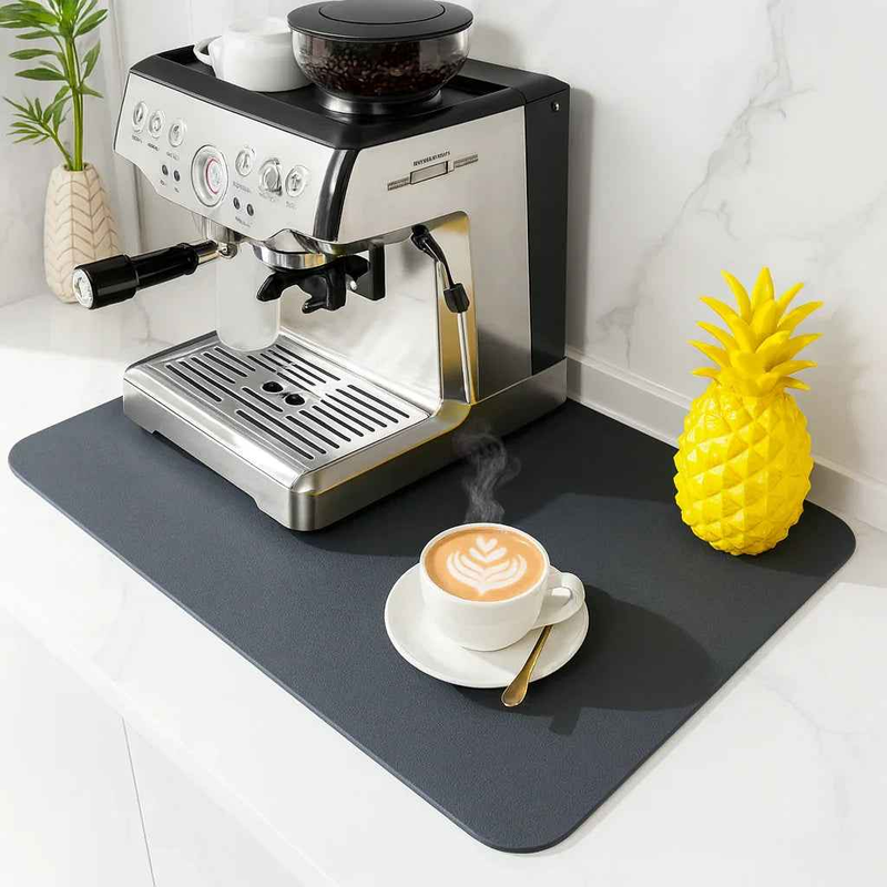 Strabella Coffee Bar Mat - Super Absorbent Coffee Mat, Quick Dry, Non-Slip in Dark Gray - Strabella Home