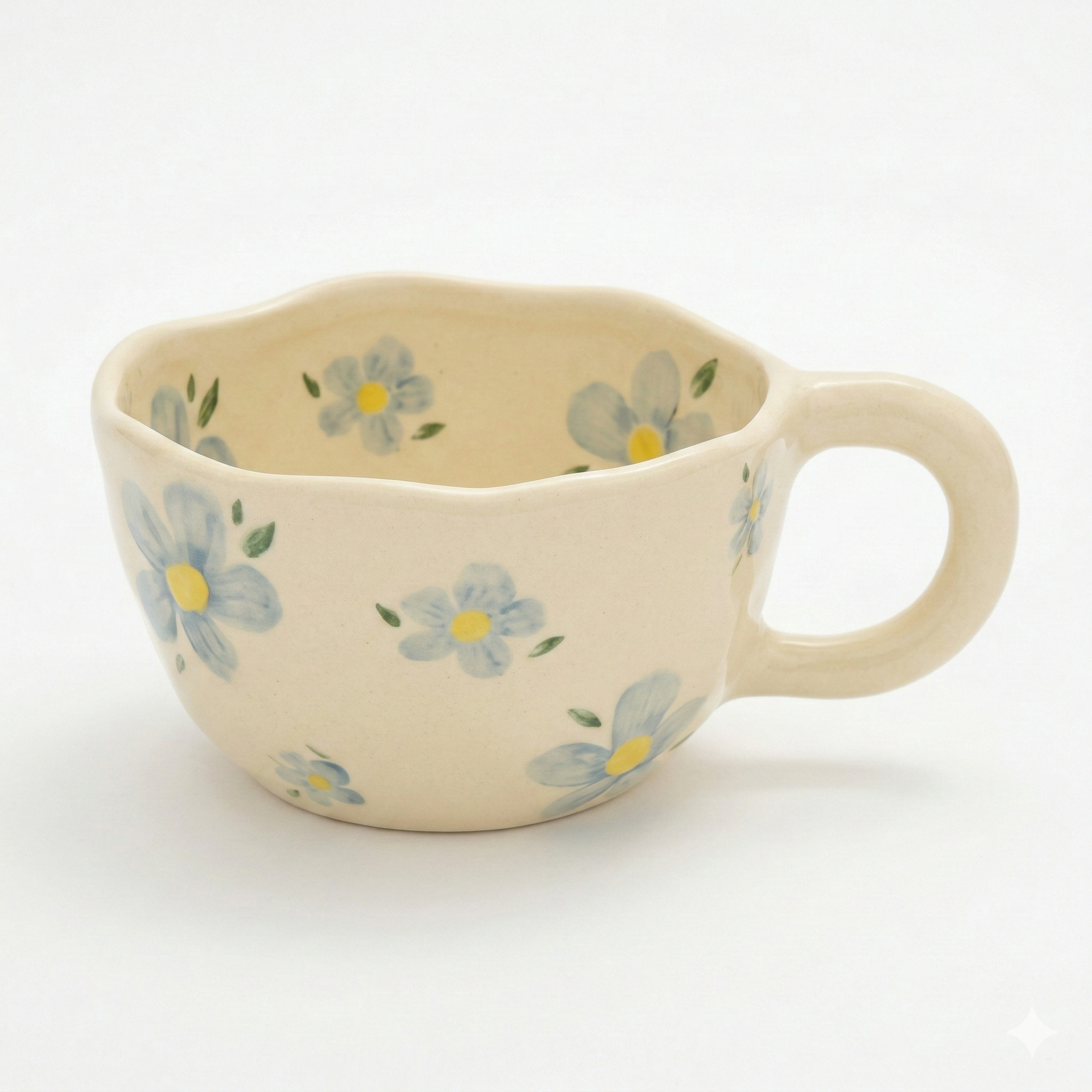 Strabella 8.5oz Milky Yellow Hand Pinched Irregular Mug - Unique Matcha Tea Cup, Tulip Ceramic Coffee and Oatmeal Cup, Perfect Gift for All Occasions - Strabella Home