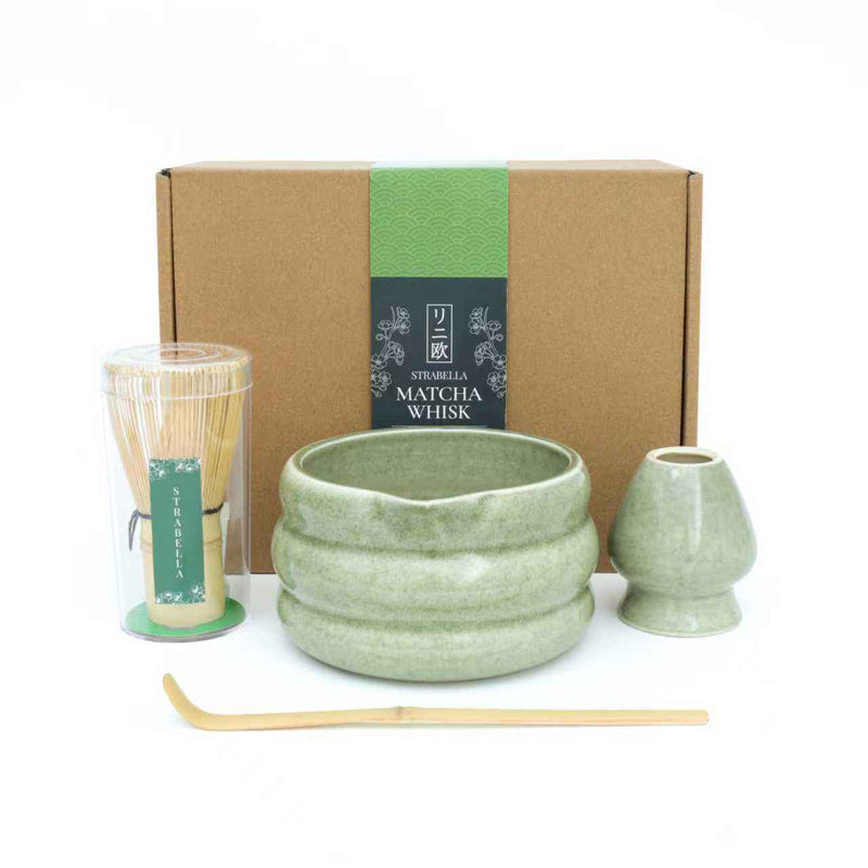 Strabella Matcha Set - Premium Bamboo Whisk & Ceramic Bowl Gift Set for Perfect Tea Ceremony - Strabella Home