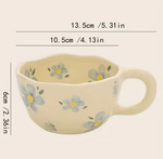 Strabella 8.5oz Milky Yellow Hand Pinched Irregular Mug - Unique Matcha Tea Cup, Tulip Ceramic Coffee and Oatmeal Cup, Perfect Gift for All Occasions - Strabella Home