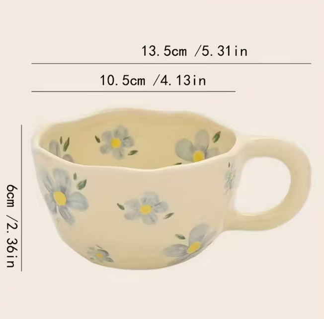 Strabella 8.5oz Milky Yellow Hand Pinched Irregular Mug - Unique Matcha Tea Cup, Tulip Ceramic Coffee and Oatmeal Cup, Perfect Gift for All Occasions - Strabella Home