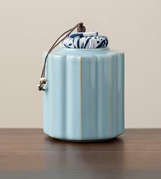 Strabella Multi-functional Ceramic Tea Caddy - Handcrafted Airtight Storage Canister with Under-Glaze Painting for Chinese Style Kitchen Decor - Strabella Home