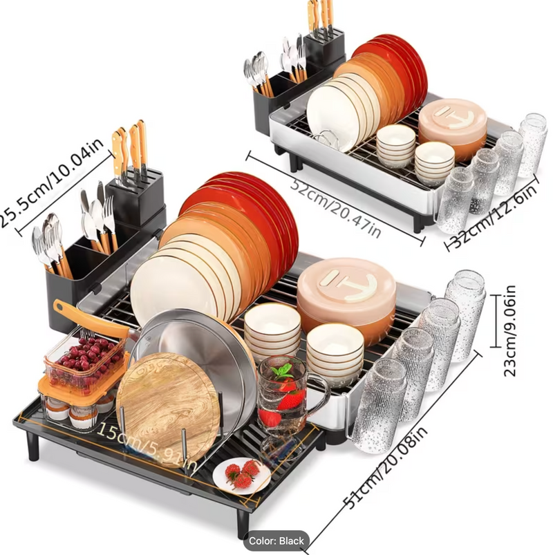 304 Stainless Steel Dish Rack — Expandable, 2-Tier | Strabella