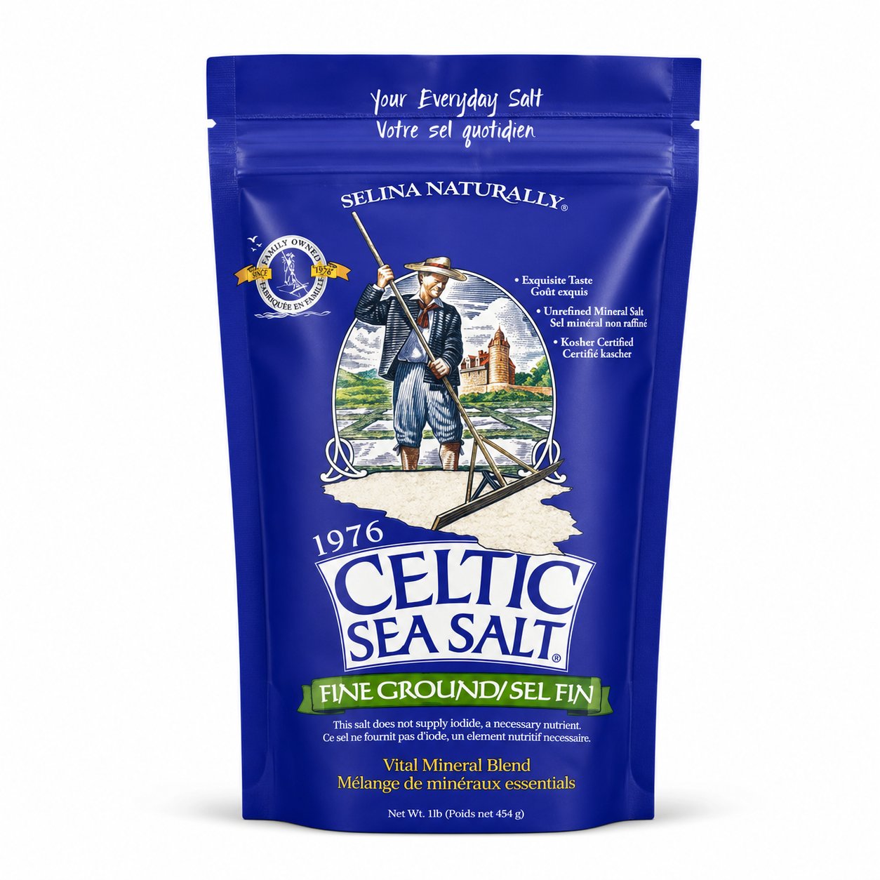 Celtic sea salt 100g resealable kraft pouch — hero shot, Strabella