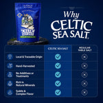 Celtic sea salt pinch on finished dish — daily kitchen use