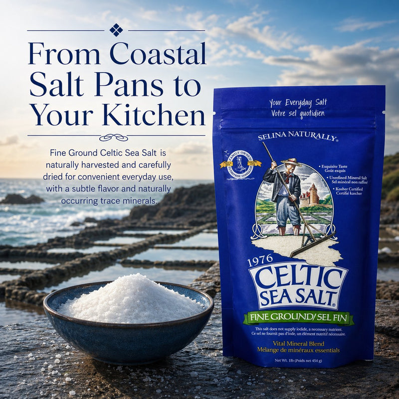 Brittany coast origin — hand-harvested celtic sea salt, mineral-rich