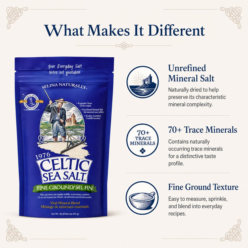 Unrefined mineral-rich sea salt — no additives, natural trace minerals