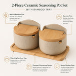 Bamboo spoon included — ceramic salt pot with measuring scoop
