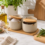 Cream glaze finish — handmade stoneware salt cellar Strabella