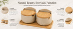 Acacia wood lid feature — hand-fit closure, oil every few months