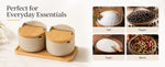 Strabella cottage kitchen — ceramic salt cellar in daily use