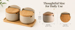 Care instructions — handwash, oil wood lid, expect minor variation