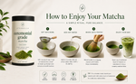 How to enjoy ceremonial matcha — four-step preparation: sift, add hot water, whisk, enjoy