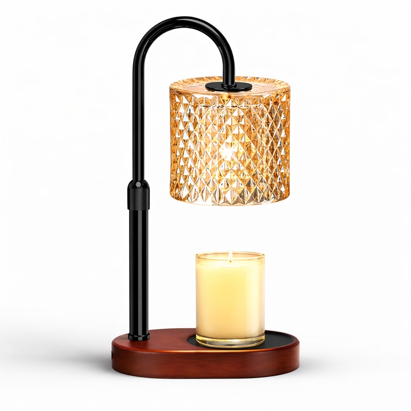 Crystal candle warmer lamp on clean white background — studio product photo