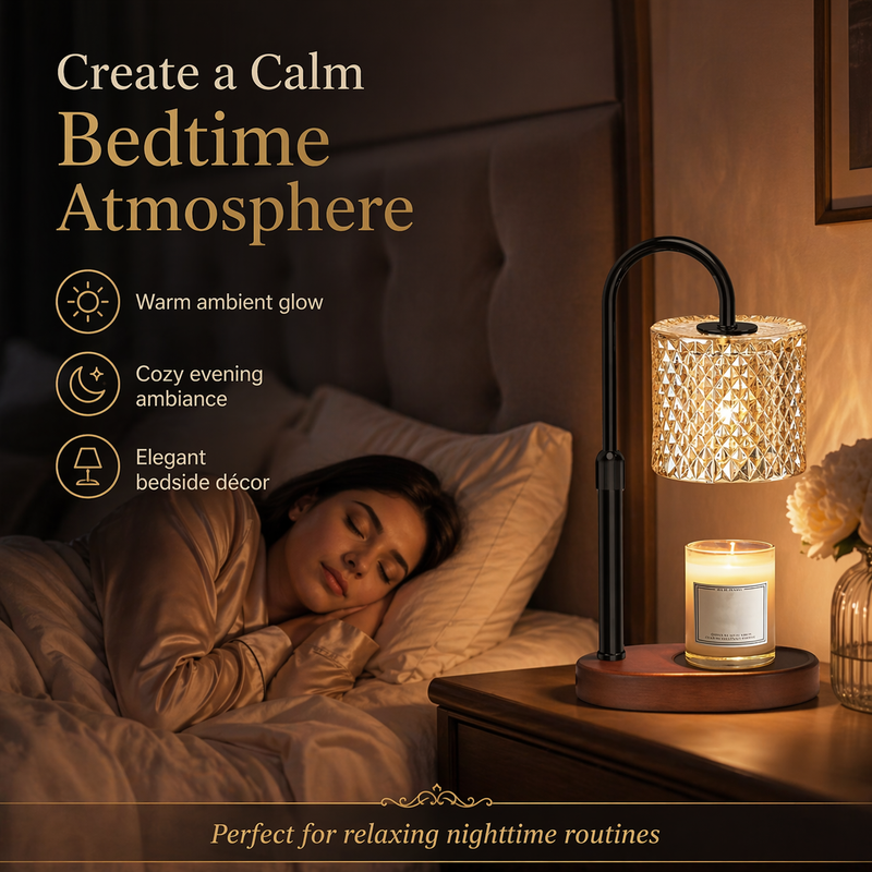 Create a calm bedtime atmosphere — crystal candle warmer lamp for relaxing nighttime routines