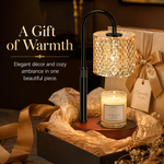 A gift of warmth — crystal candle warmer lamp in gold gift wrap with ribbon