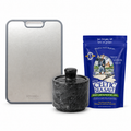 Daily Kitchen Essentials Bundle — Cutting Board, Marble Salt Cellar & Sea Salt