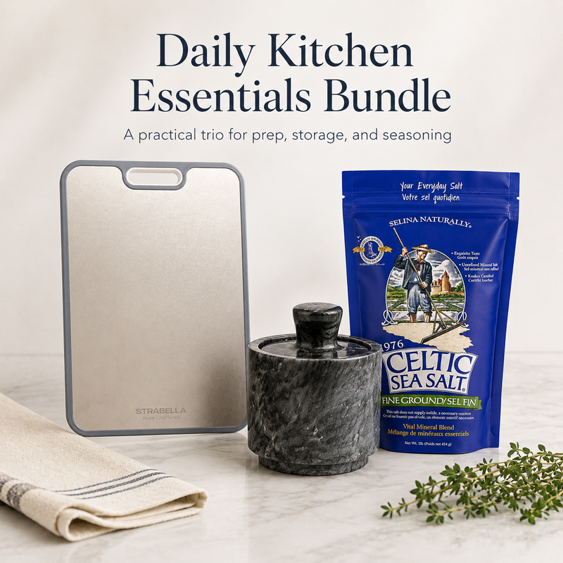Daily Kitchen Essentials Bundle — a practical trio for prep, storage, and seasoning
