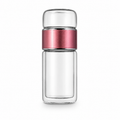 Double-Wall Glass Tea Tumbler — Travel Infuser with Tea Separation, Rose