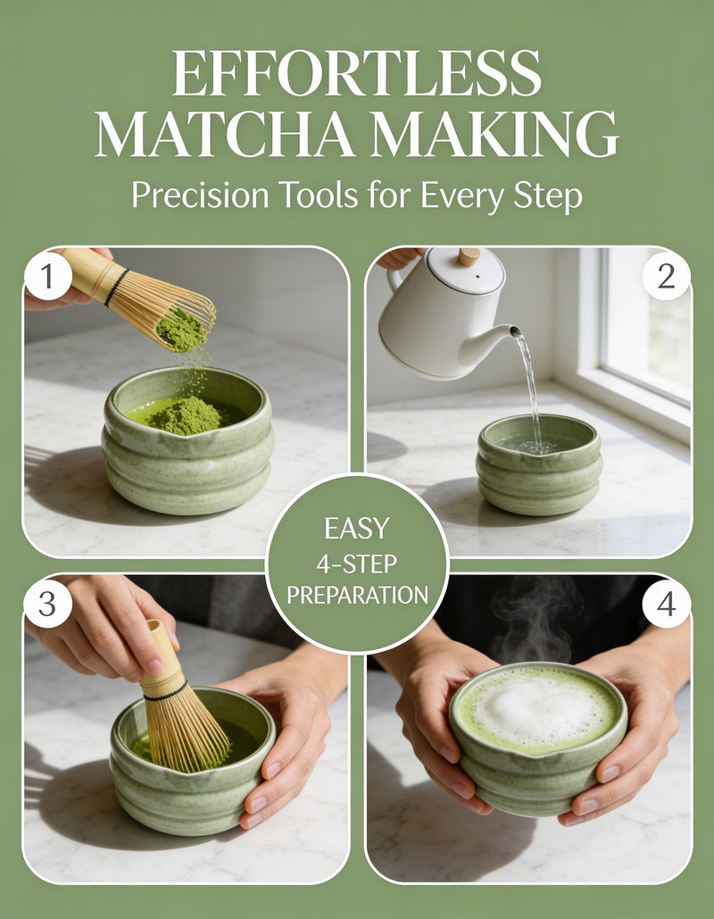 Strabella Matcha Set - Premium Bamboo Whisk & Ceramic Bowl Gift Set for Perfect Tea Ceremony - Strabella Home