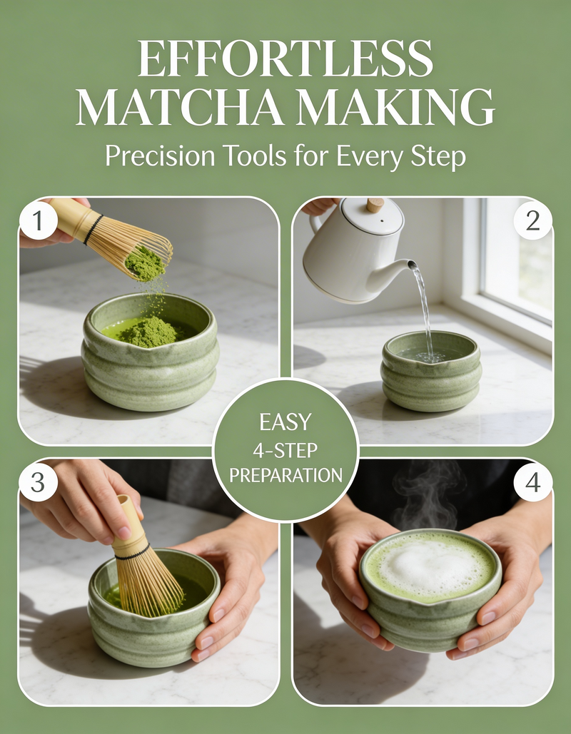 Strabella Matcha Set - Premium Bamboo Whisk & Ceramic Bowl Gift Set for Perfect Tea Ceremony - Strabella Home