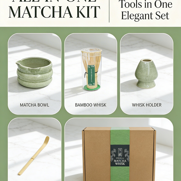 Strabella Matcha Set - Premium Bamboo Whisk & Ceramic Bowl Gift Set for Perfect Tea Ceremony - Strabella Home