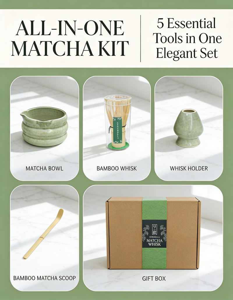 Strabella Matcha Set - Premium Bamboo Whisk & Ceramic Bowl Gift Set for Perfect Tea Ceremony - Strabella Home